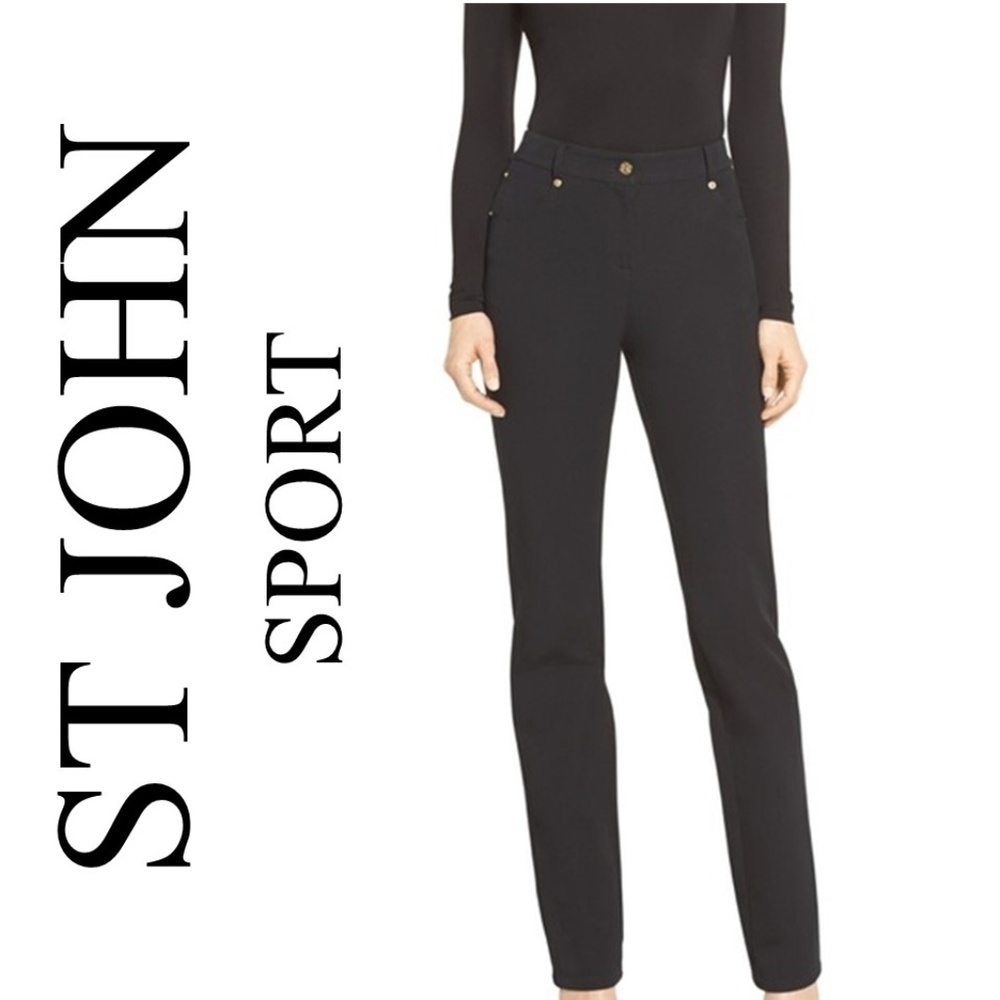 ST. JOHN MARIE GRAY SPORT BLACK PANTS